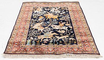 A Kashmir silk rug, c. 168 × 102 cm.