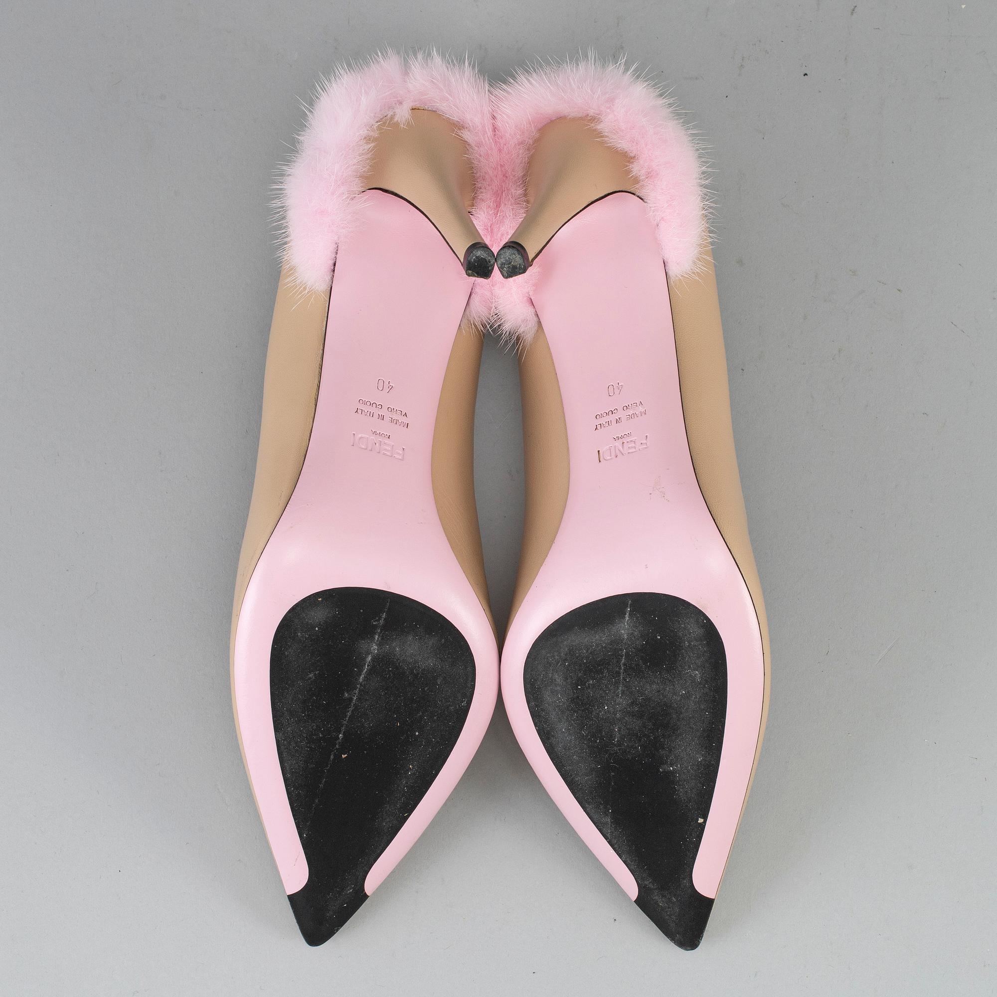 FENDI, a pair of leather hight heel shoes, size 40.