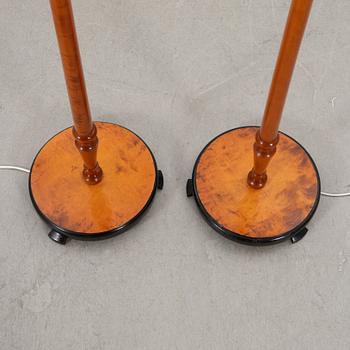 Floor lamps, a pair, 1940s.
