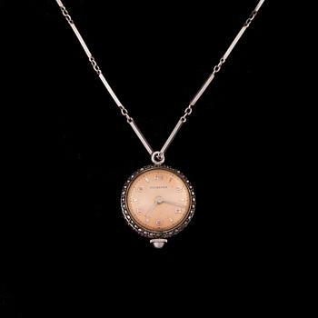 KAULAKELLO, naisten, Bucherer, hopeaketju. Sveitsi 1900-luvun alkupuoli.