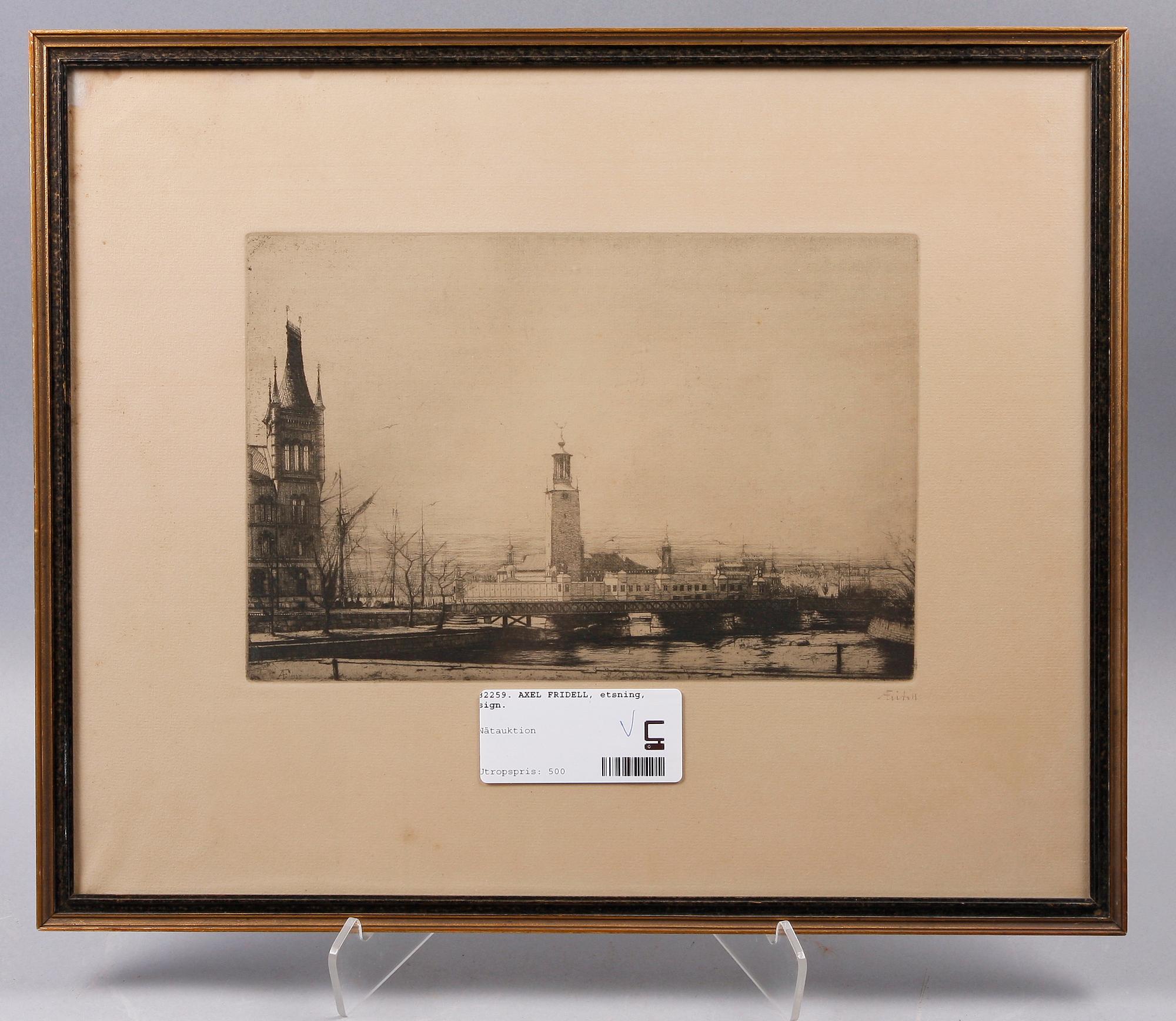 AXEL FRIDELL, etsning, sign.
