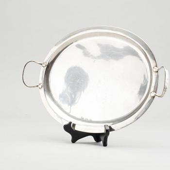 An 1810/20's Austrian-Hungarian silver tray, length 40 cm, weight ca 564 gr.