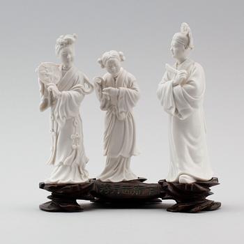 FIGURER, 3 st, porslin, Kina, blanc de chine.