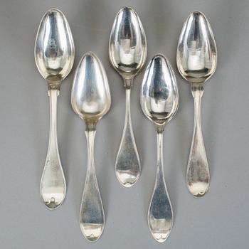 SKEDAR, 5st, silver, bla Alexander Magnus Lundström, Visby, 1843. Vikt ca 273g.