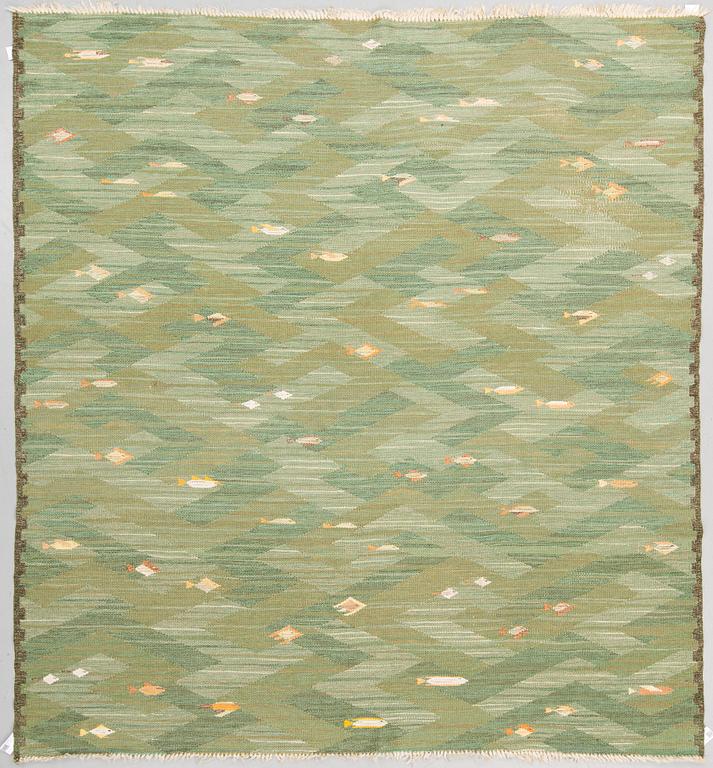 A CARPET, "Fiskar", flat weave, ca 259 x 239,5 cm, probably by Elsa Gullberg.
