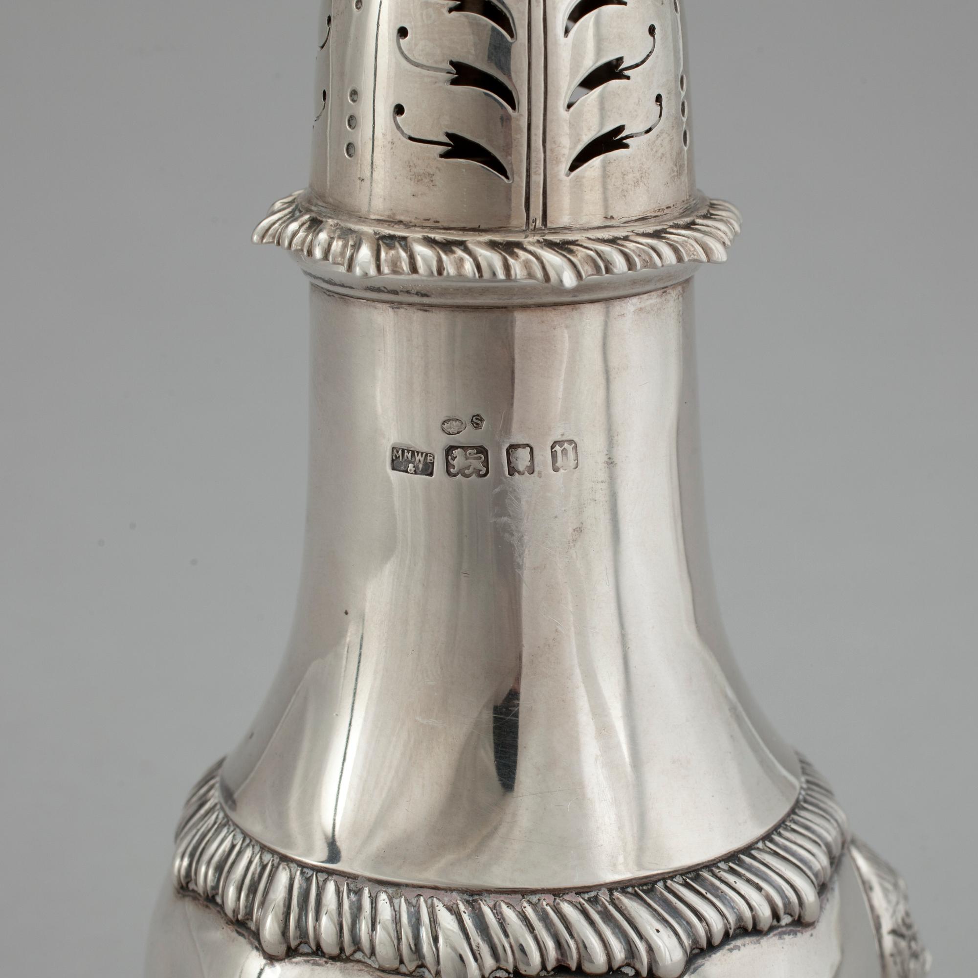 SOCKERRUSKA, silver, barockmodell, Mappin & Webb, London 1928. Vikt ca 218 gram.