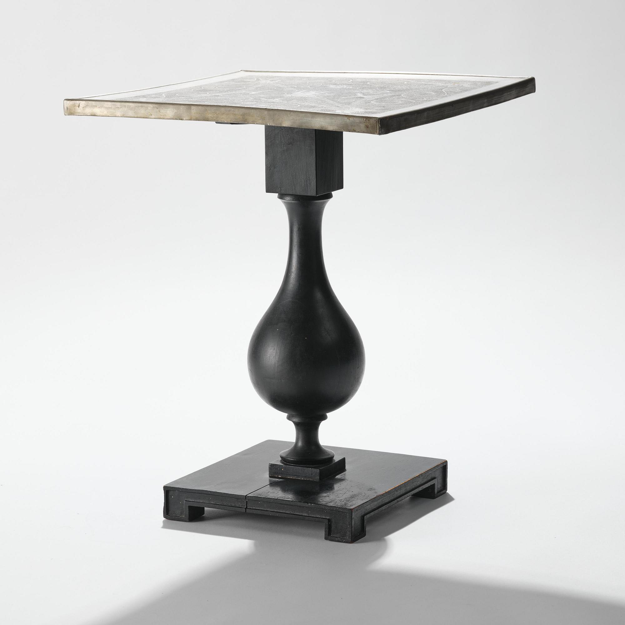 Anna Petrus, a pewter top tray table on a base by Uno Åhrén, executed in her studio, Stockholm, ca 1922-25.