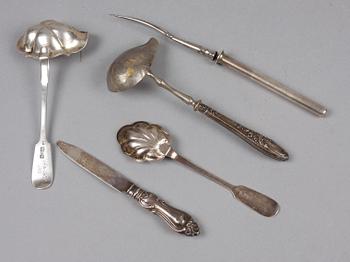 PARTI BESTICK, 6 st, silver, bl a Ryssland. 1800-1900-tal.