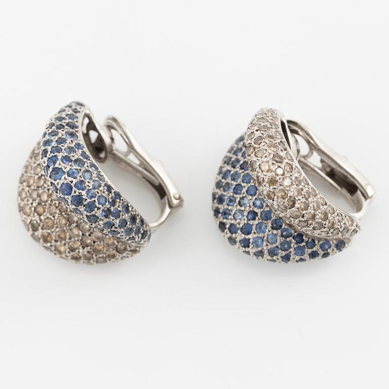 Earrings, a pair, 18K white gold with sapphires and diamonds.