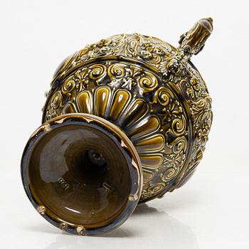 Rörstrand, a neo-renaissance majolica urn with cover, Sweden, second half of the 19th century.
