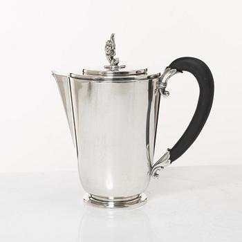 A 3-piece Swedish silver coffee service, marks of CG Hallberg, Stockholm 1947.