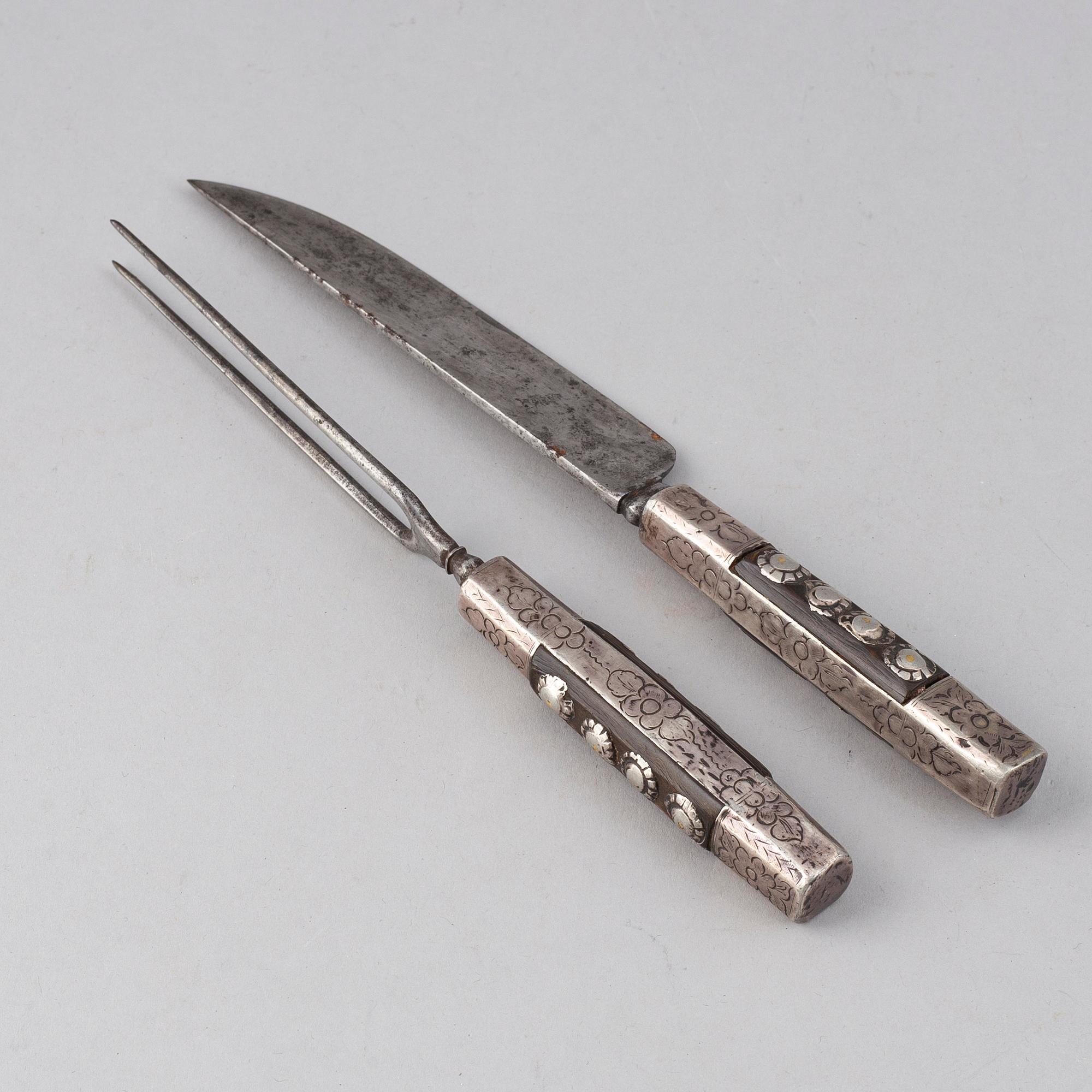 BESTICK ett par, stål och horn , barock, 1700-talets första hälft.