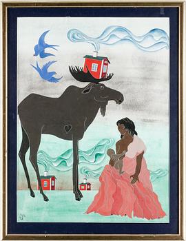 Henry Unger · HENRY UNGER, gouache, signerad och daterad 1987.