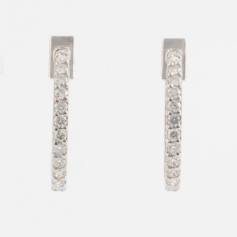 Brilliant cut diamond hoop earrings.
