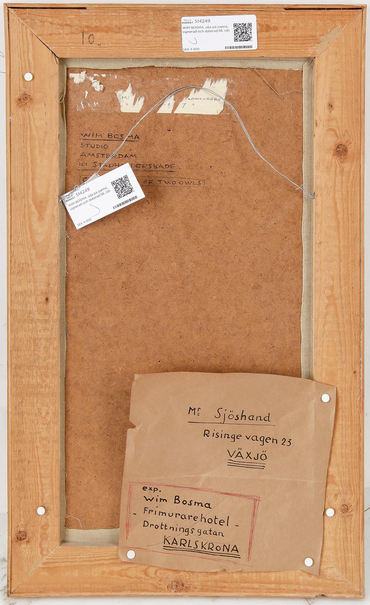 WIM BOSMA, olja på pannå, signerad och daterad.56.