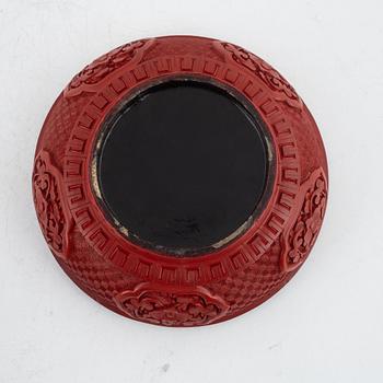 A Chinese red lacquered box, 20th century.
