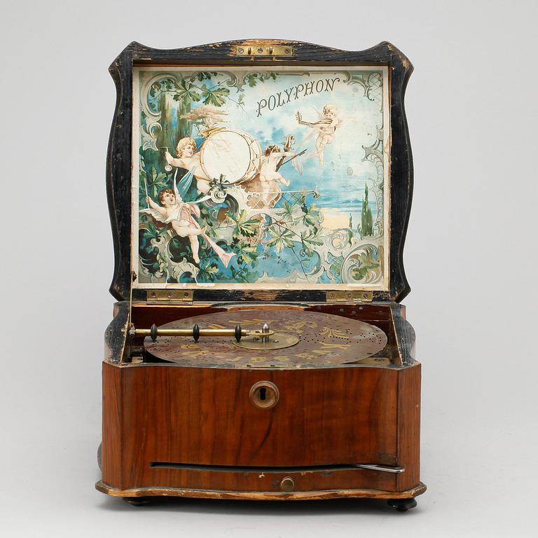 SPELDOSA MED SKIVOR, 33 st, Polyphon, Tyskland, omkring 1900.