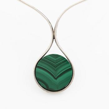 Per Dåvik for Alton, a sterling silver necklace with malachite, Falköping 1975.
