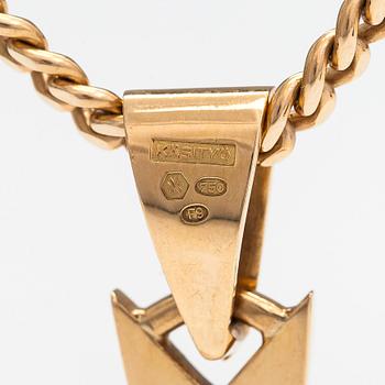 Necklace, cross, 18K/14K gold with diamonds totaling approx. 0.55 ct, Finland 1971/2007.