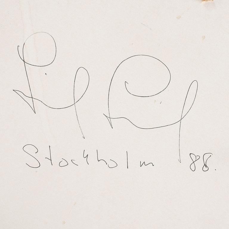 LEIF TJERNED, olja på papp-pannå med ovan tryckt collage, signerad. Daterad Stockholm- 88 a tergo.
