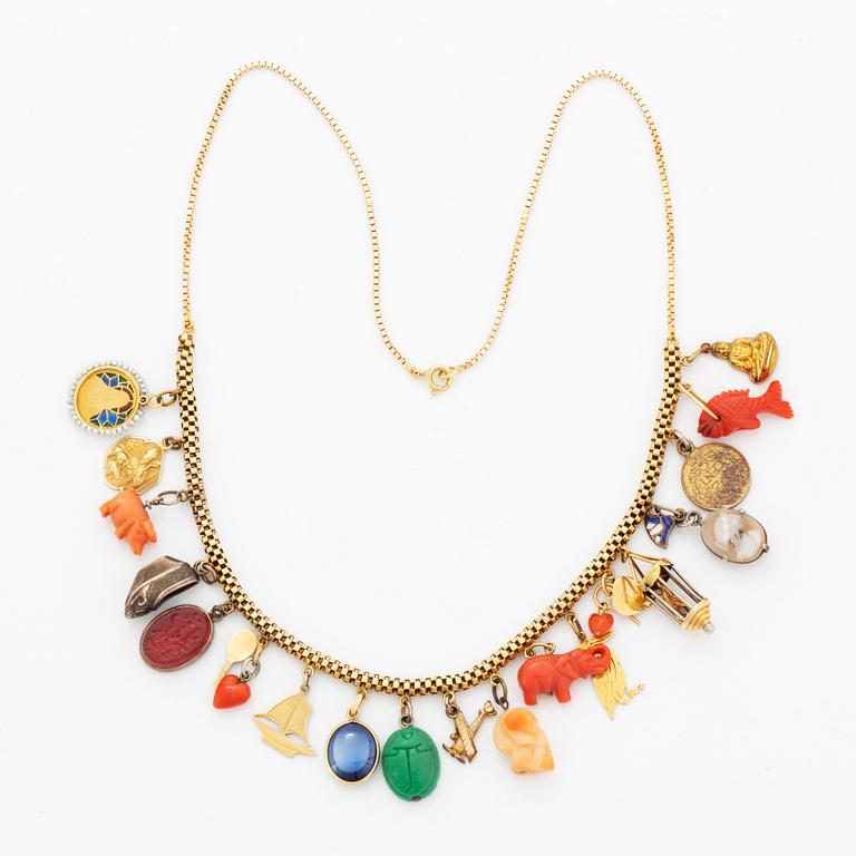 18K gold necklace with charms.