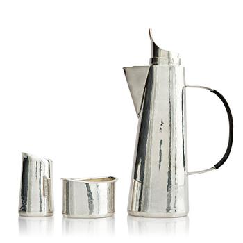 558. Ulf Trolle-Lindgren, a sterling silver three piece coffee set, Strömstad, Sweden 1967.