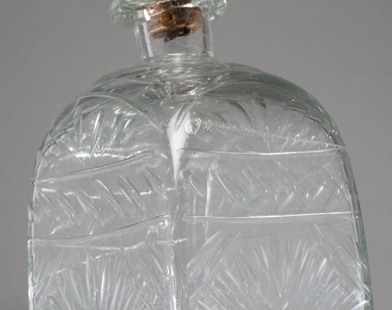 BRÄNNVINSFLASKA, glas, 1800-talets först del.