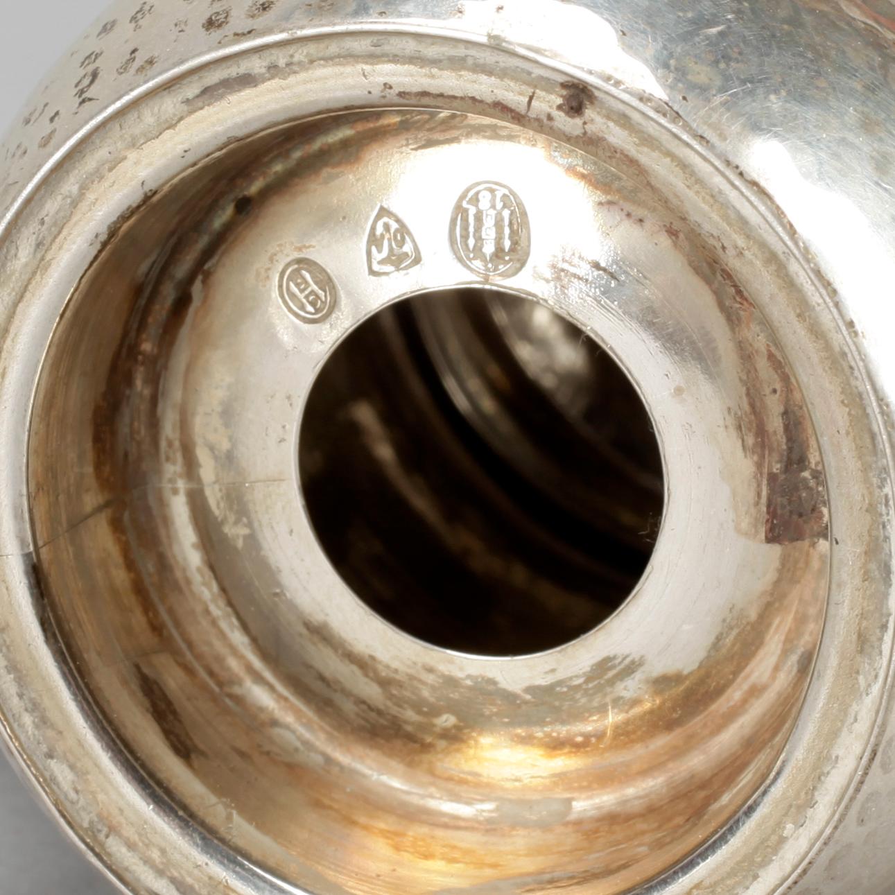 PARTI SILVER, 6 delar, bland annat Danmark, 1900-talets första hälft. Total vikt ca 310 gram.