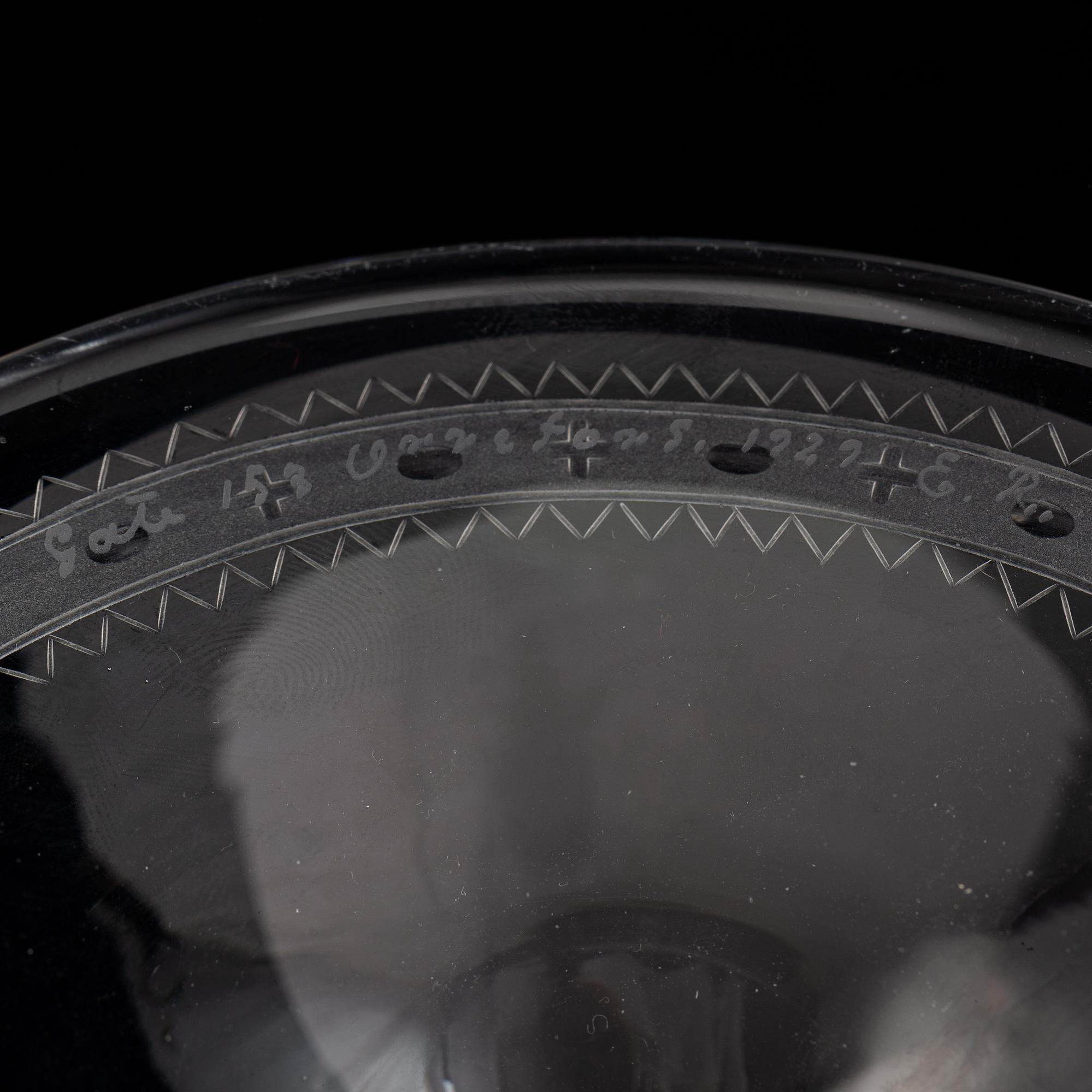 Simon Gate, glass goblet, signed and dated 1929.