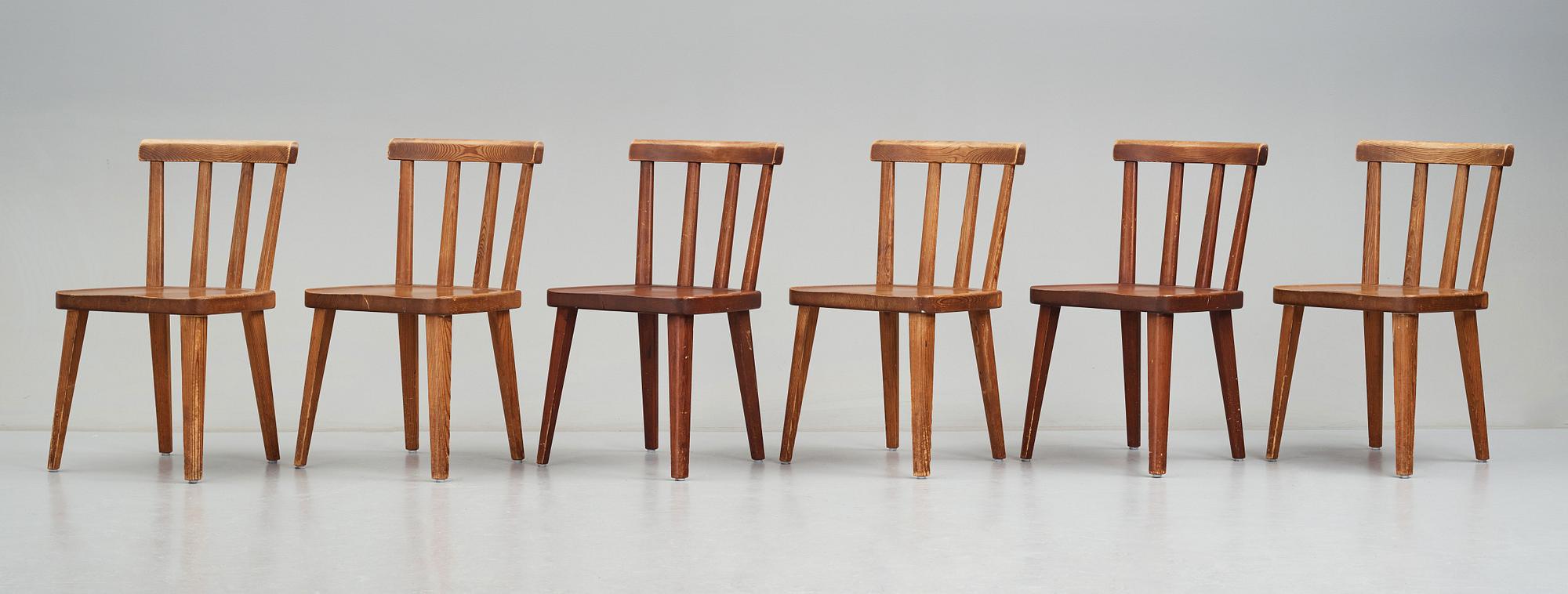 Axel Einar Hjorth, stolar, "Utö", sex stycken, Nordiska Kompaniet, 1930-tal.