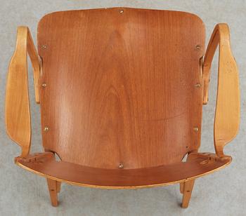A Carl-Axel Acking mahogany and beech armchair, Svenska Möbelfabrikerna, Bodafors, Sweden 1940's.