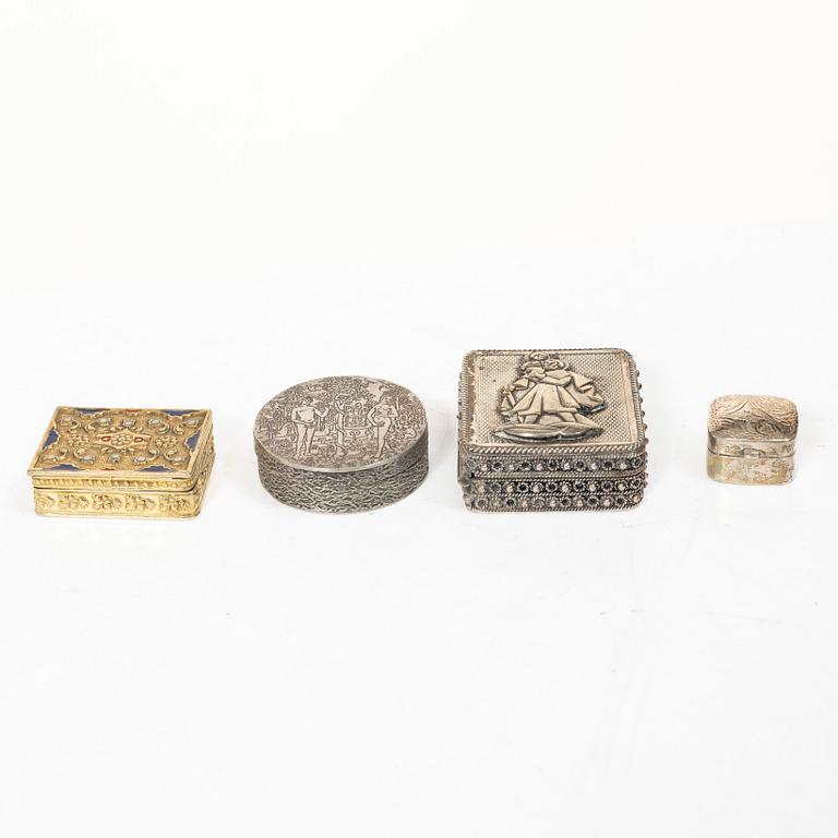 Boxes, 8 pcs, silver, 20th century, including Mexico.