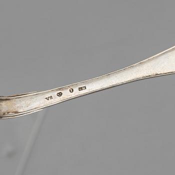 Skedar, 7 st, silver, bl a Gustaf Hagström, Stockholm 1803.