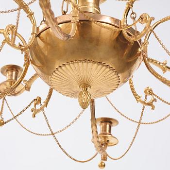 A late Gustavian eight-light hanging-lamp, Stockholm, early 19th century.