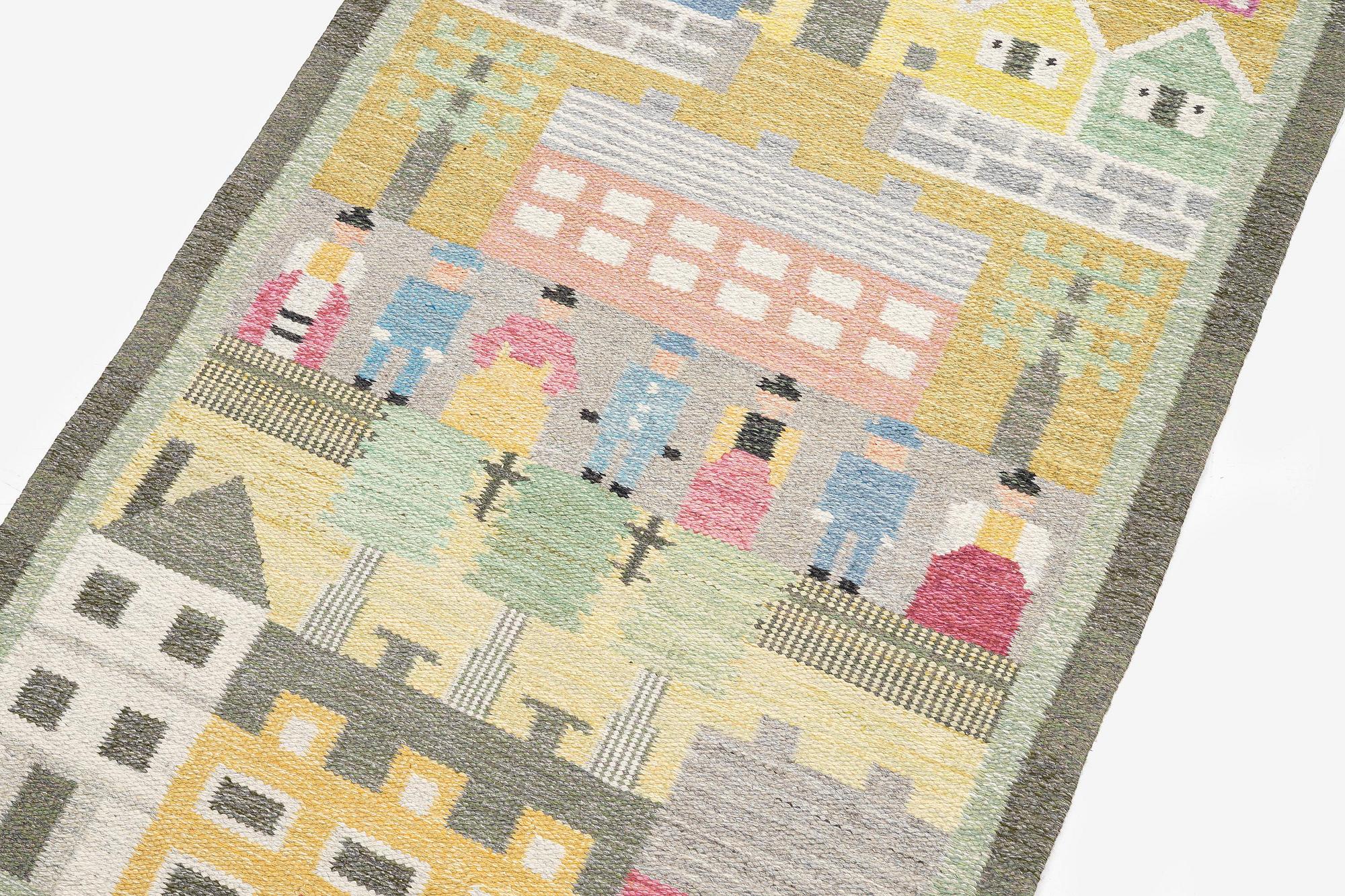 Edna Martin, a flat weave runner, c. 335 x 104 cm signed SH EM.