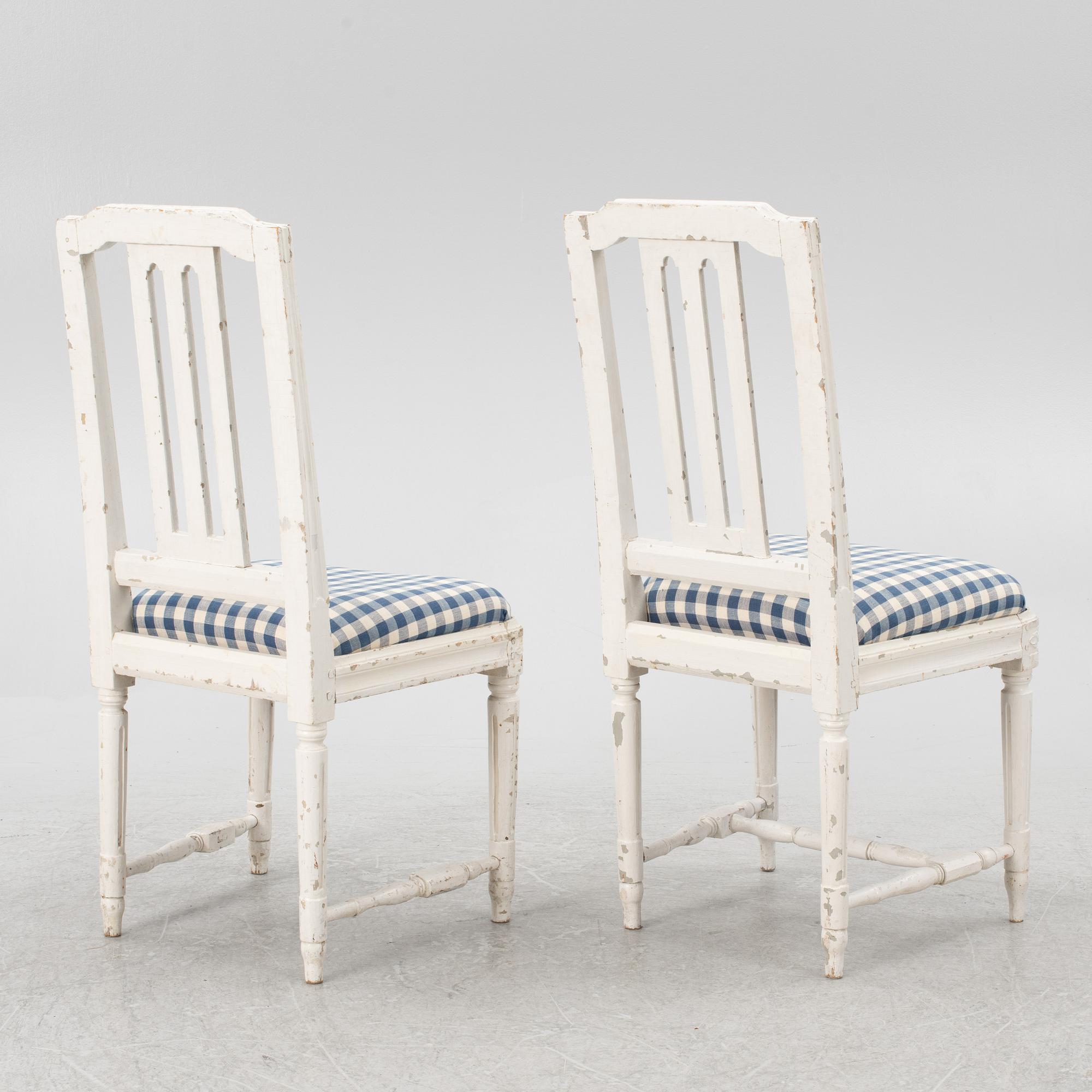 Stolar, ett par, sent 1700-tal. Gustavianska.