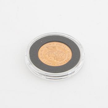 Gold coin Sweden, Oscar II 10 kr, 1883, mint error.