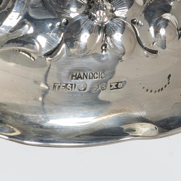 A pair of Swedish silver candelsticks, Baroque style, Silver, Tenn & Silver Ab, Gothenburg 1948.