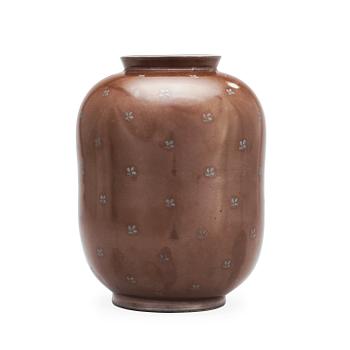 958. A Wilhelm Kåge brown 'Argenta' stoneware vase, Gustavsberg.