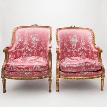 BERGÈRER, ett par, gustaviansk stil, 1900-tal.