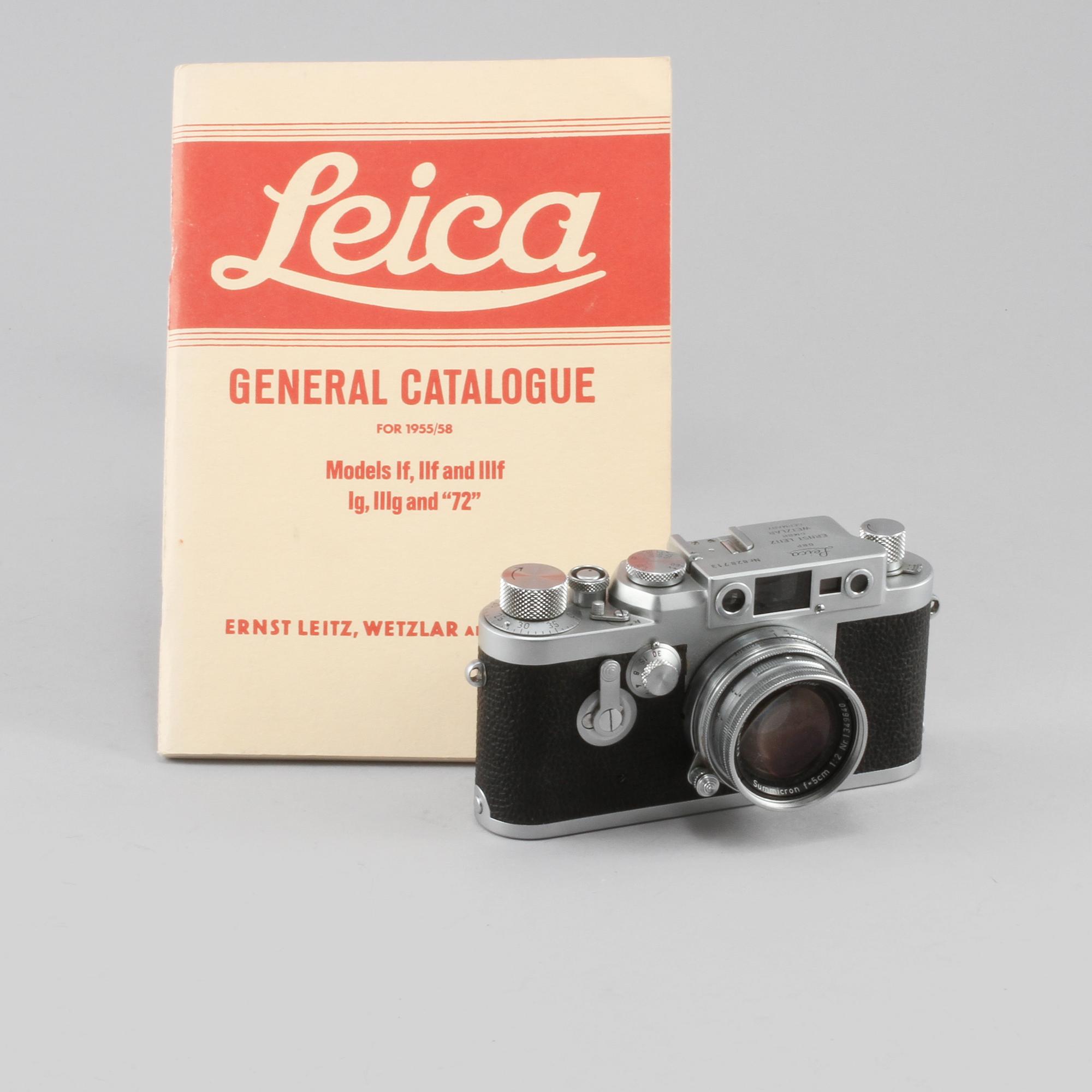 KAMERA med OBJEKTIV, Leica IIIg, nr 828713, Ernst Leitz, GMBH Wetzlar, Tyskland 1900-talets mitt.