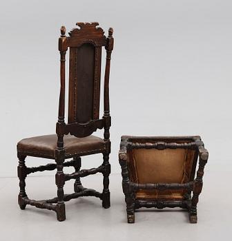STOLAR, 1 par, barock, Sverige, 1700-tal.