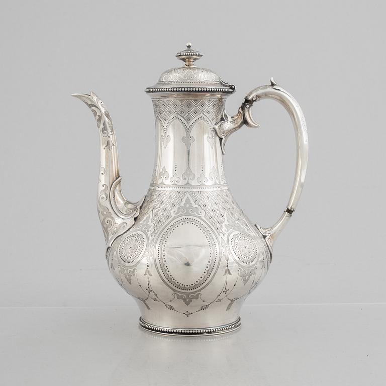 Edward & John Barnard, a sterling silver coffee pot, London, England 1862.