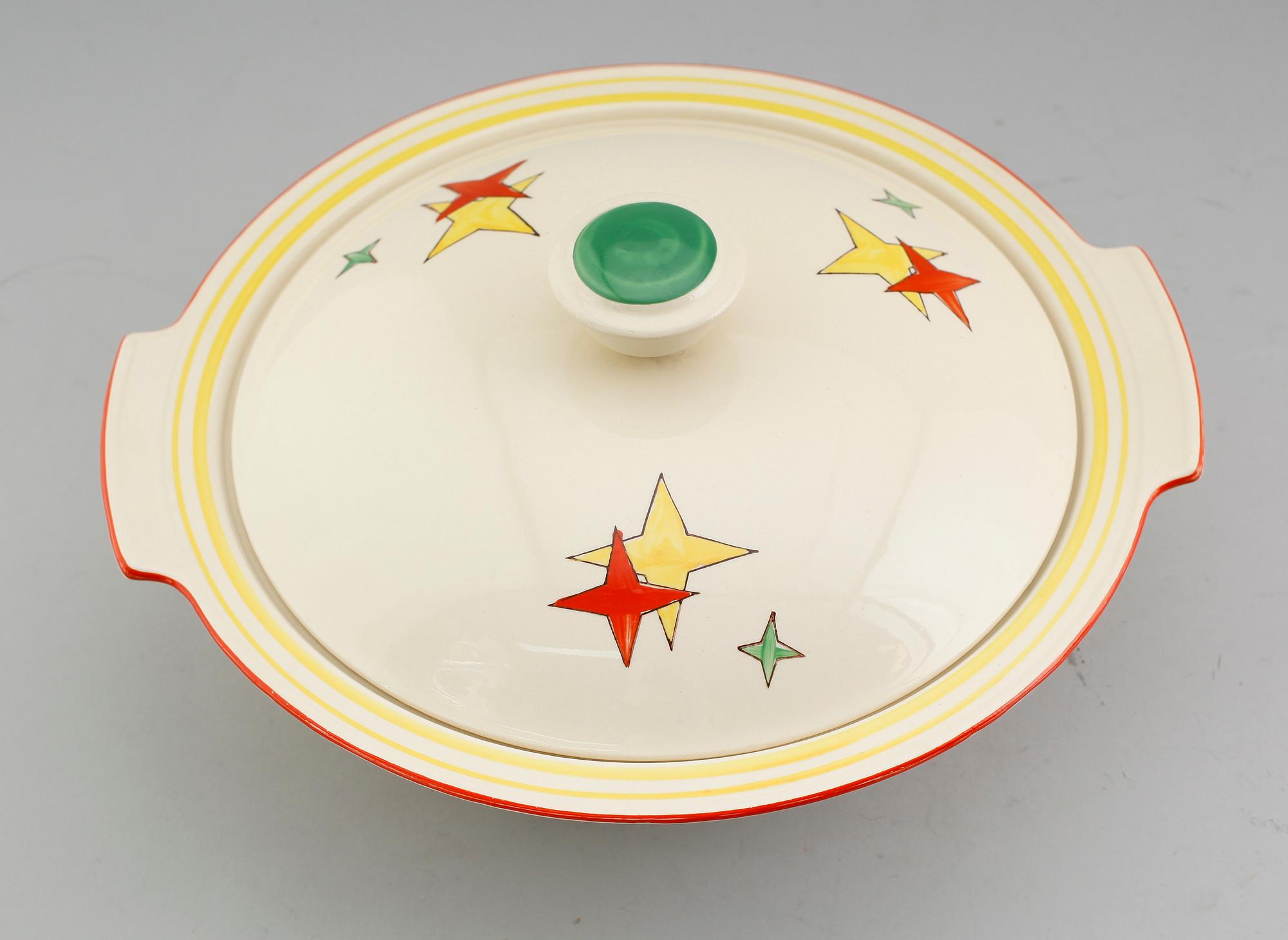 TERRIN med lock, porslin, Rörstrand, 1900-talets första hälft.