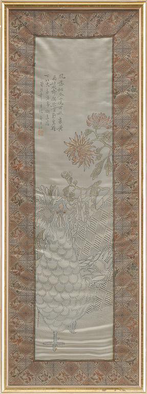 SIDENBRODERI, orientalisk, 1900-tal.