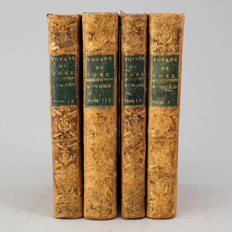 A set of 4 book, William Coxe: Voyage en Pologne, Russie, Suède, Dannemarc,  1-4 vol.   Buisson, Genève, Buisson, 1786.