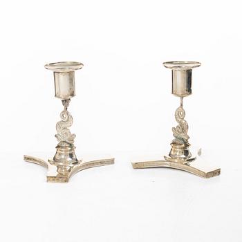 A pair of Swedish Empire candlesticks, mark of Petter Fredrik Sundberg, Karskrona 1832.