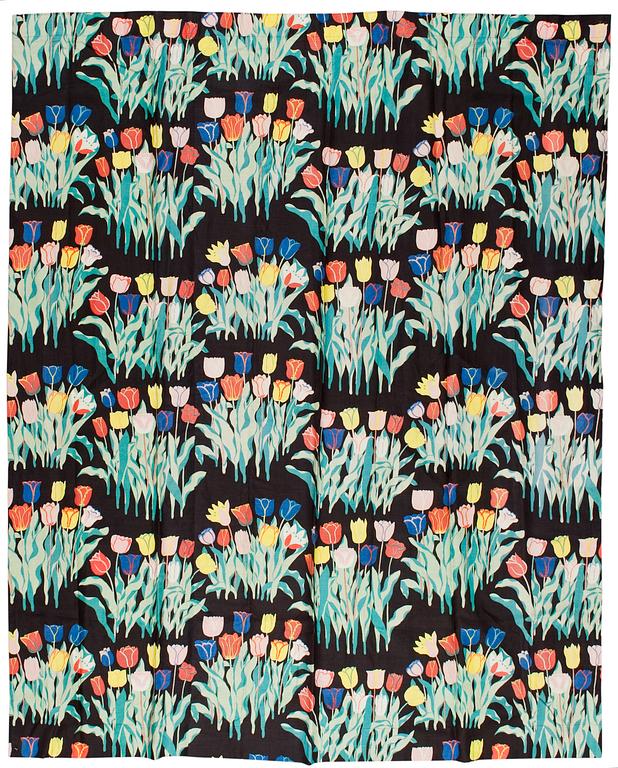 A Josef Frank set of six "Tulpan" curtains, hand printed linen, Firma Svenskt Tenn.