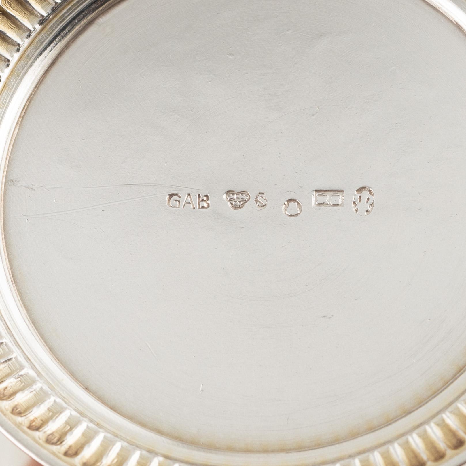 Bägare, 7 st, samt fat, 3 st, silver, 1900-tal, bl a Gustaf Janson CG Hallberg, Stockholm 1958.
