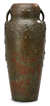 A Hugo Elmqvist Art Nouveau patinated bronze vase by Elsa Kock, Stockholm, early 1900's.